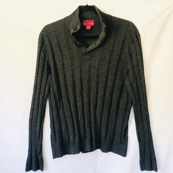 ALFANI Slim Fit Ribbed Sweater Gray Size Large - Picture 1 of 5